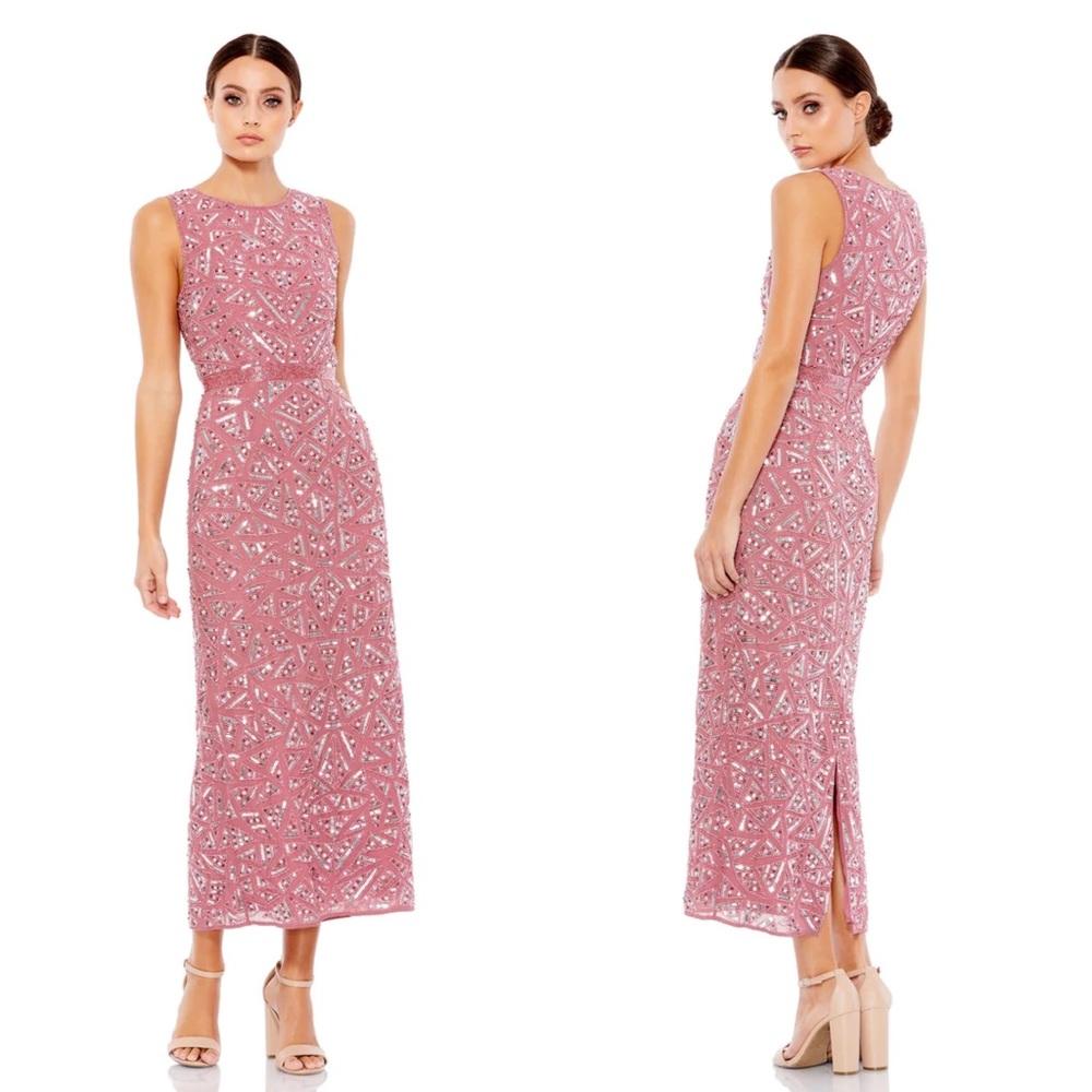 New Nwt Mac Duggal Geometric Patterned Sequin Mid… - image 1